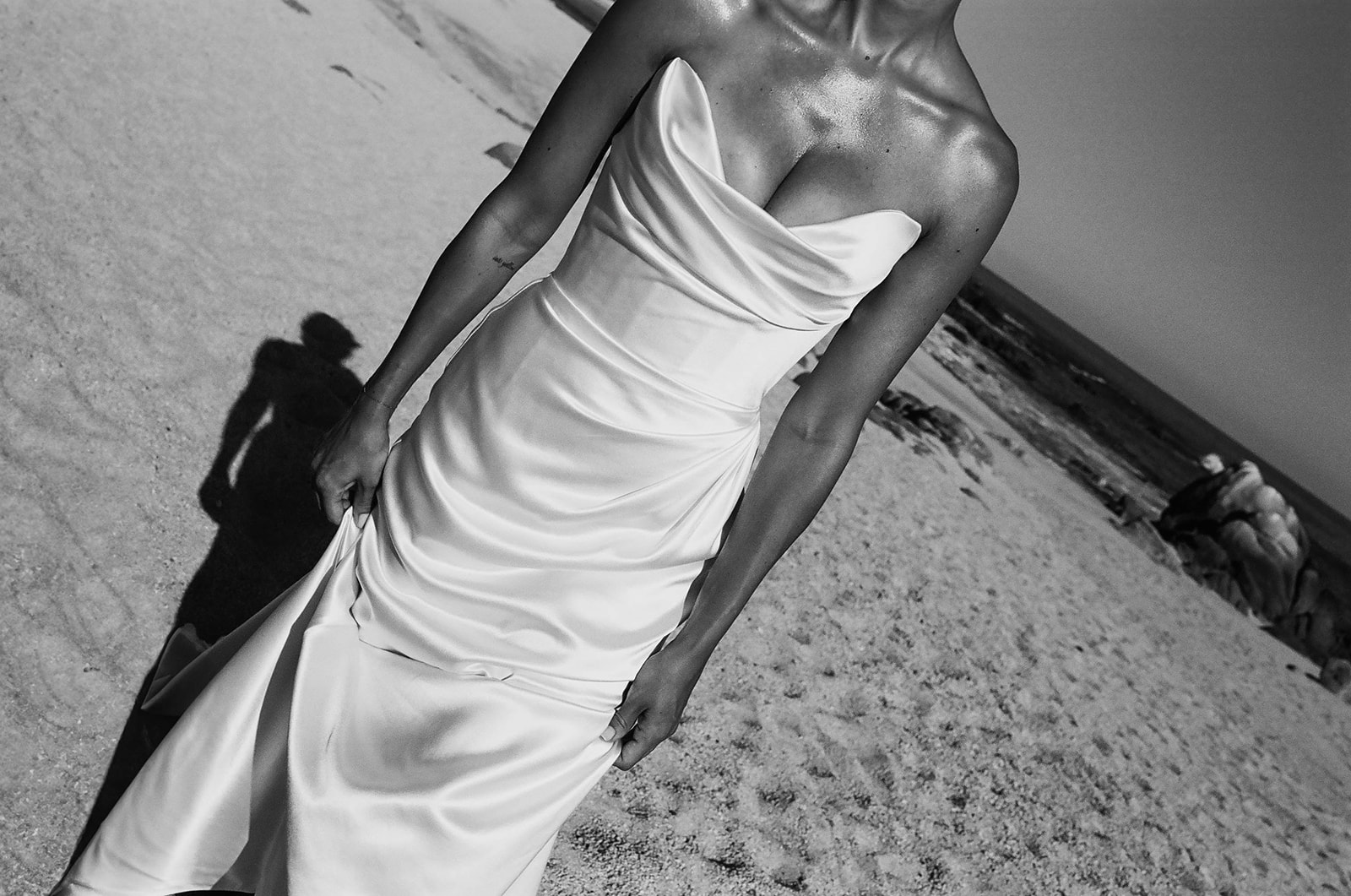close up of an elegant bride at the beach during their cabo wedding