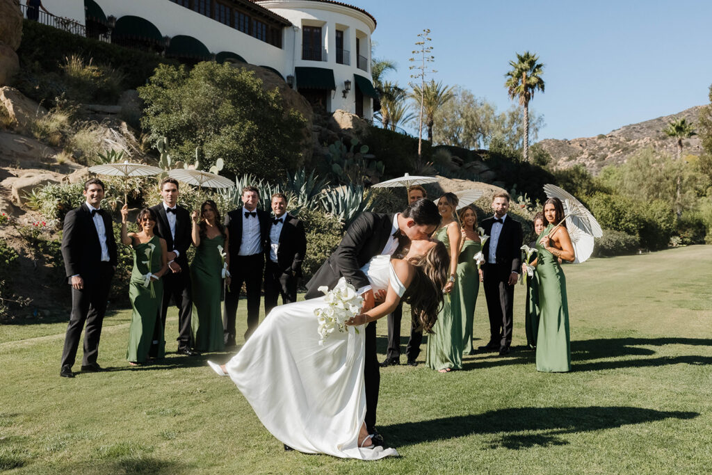 wedding couple with their wedding party