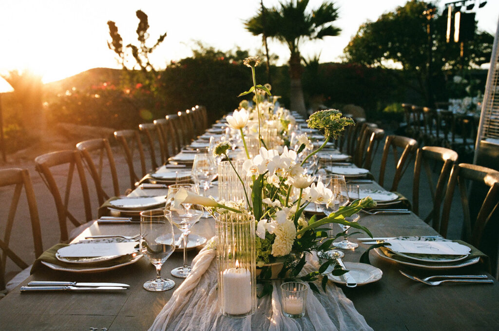 elegant and romantic hummingbird nest ranch outdoor wedding reception set up
