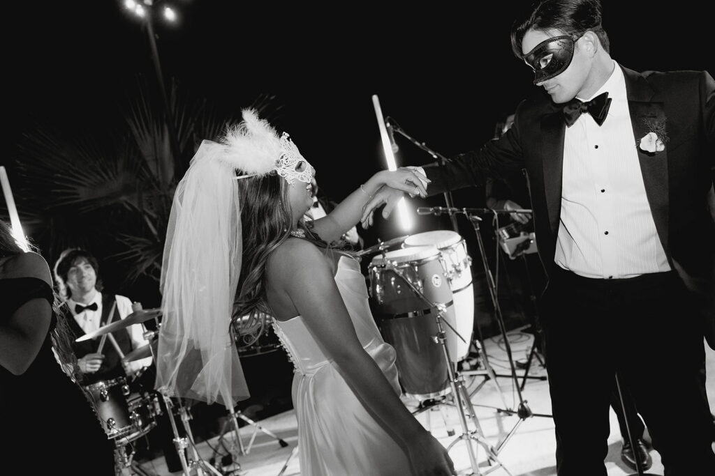 fun masquerade wedding reception party at the hummingbird nest ranch