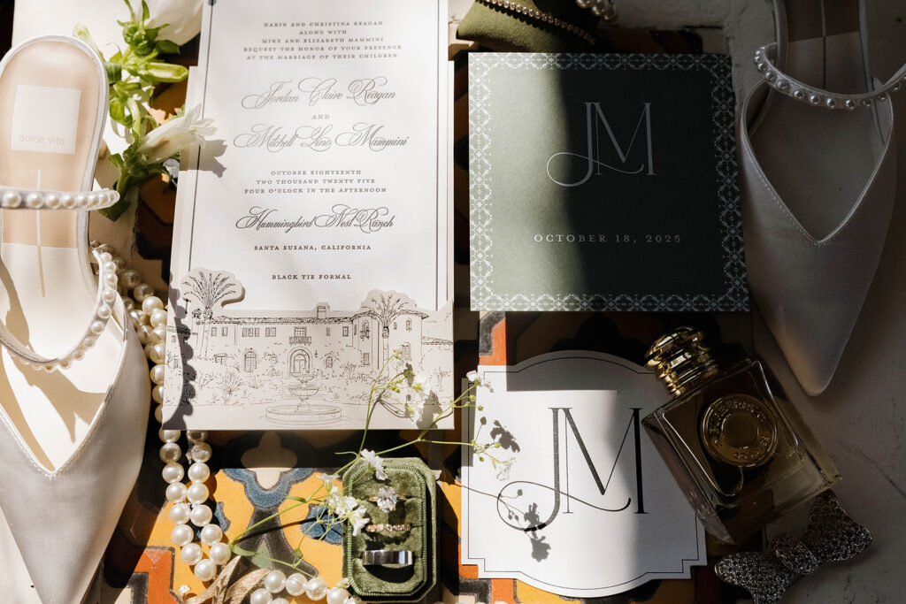 elegant wedding detail flatlay