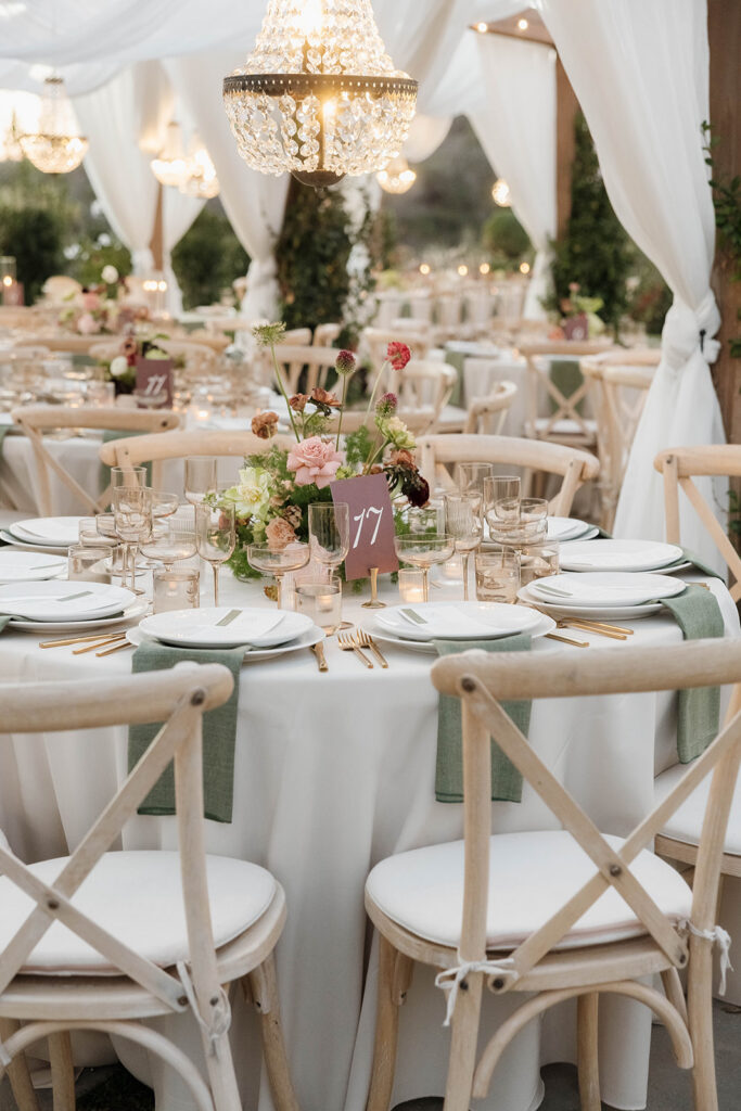 elegant outdoor wedding reception set up at jeune perche estate in california
