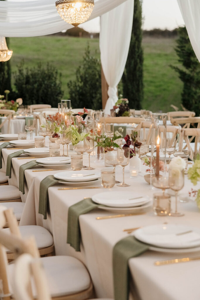 elegant outdoor wedding reception set up at jeune perche estate in california