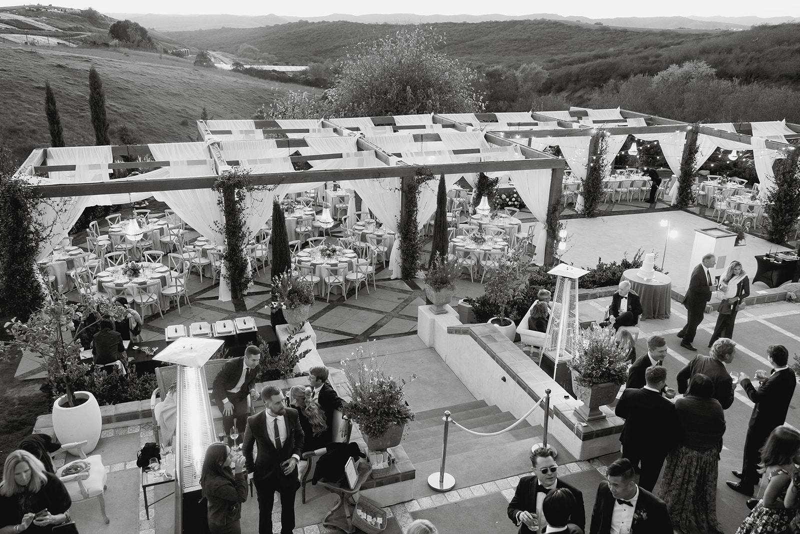 elegant outdoor wedding reception set up at jeune perche estate in california