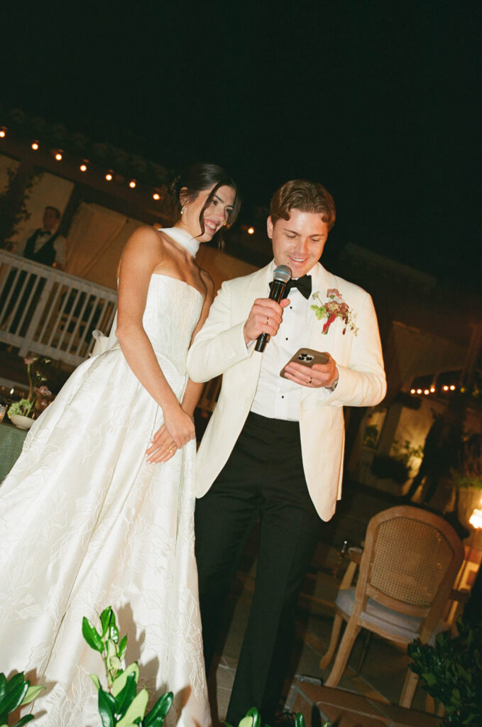 bride and groom giving their wedding speech