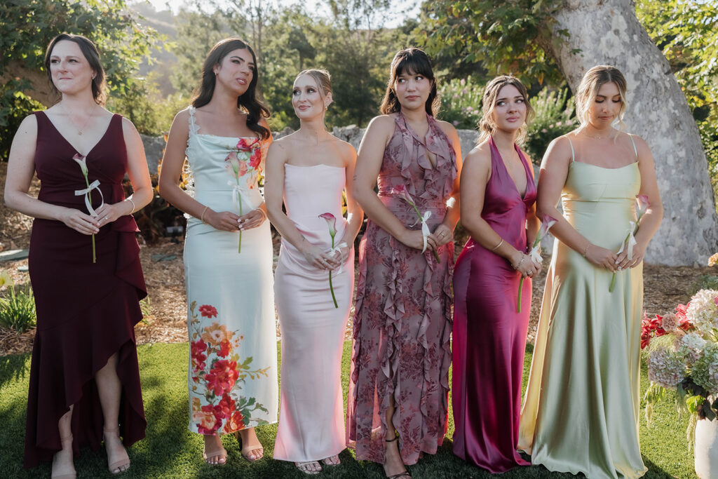 bridesmaids waiting at the altar
