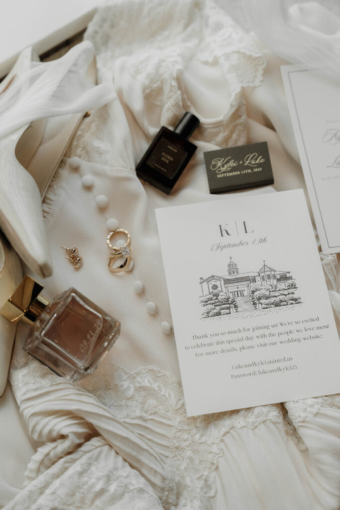 elegant wedding detail flatlay