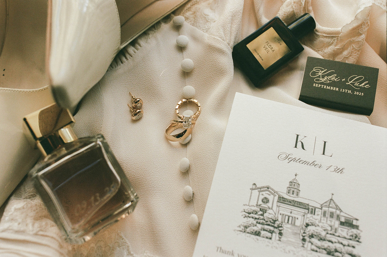 elegant wedding detail flatlay