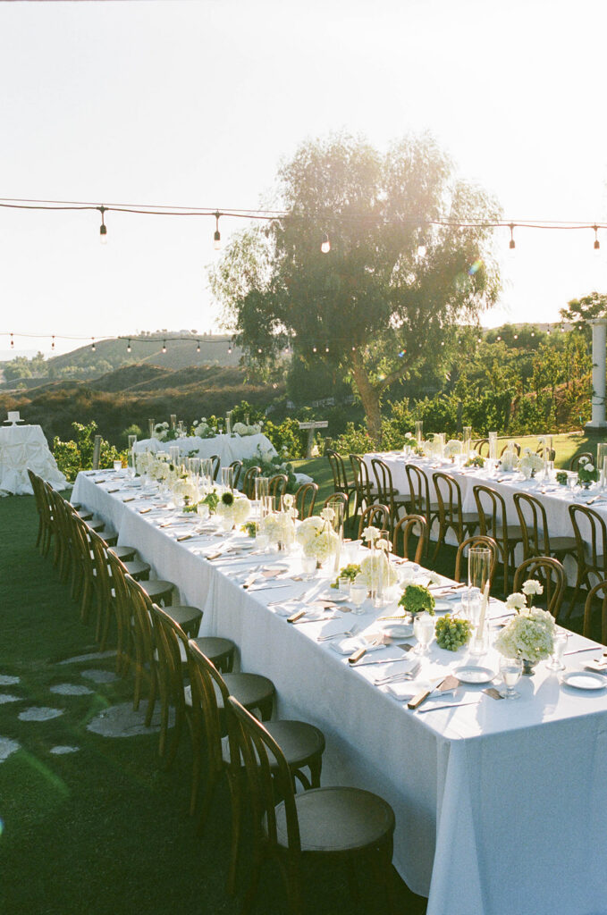 elegant outdoor wedding reception set up at morgan estate