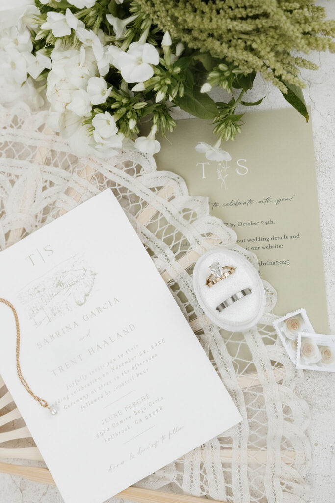 elegant wedding detail flatlay