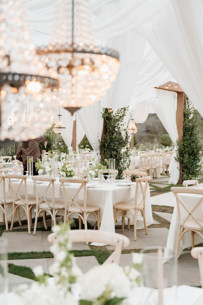 elegant outdoor wedding reception setup at jeune perche