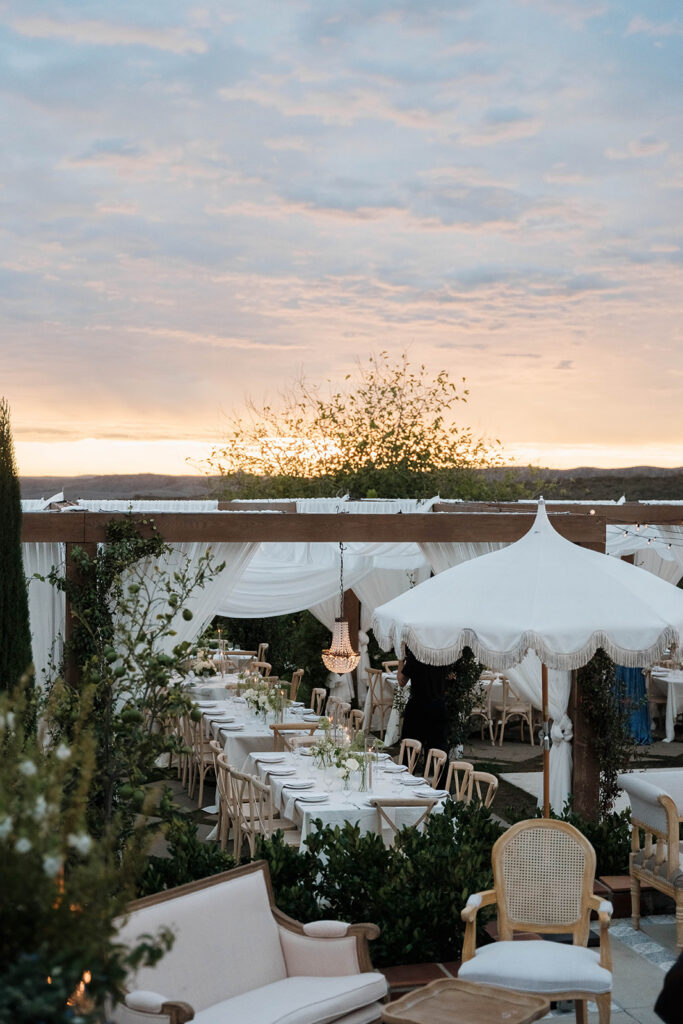 elegant outdoor wedding reception setup at jeune perche