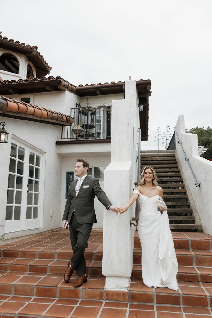 bride and groom first touch with private vow exchange