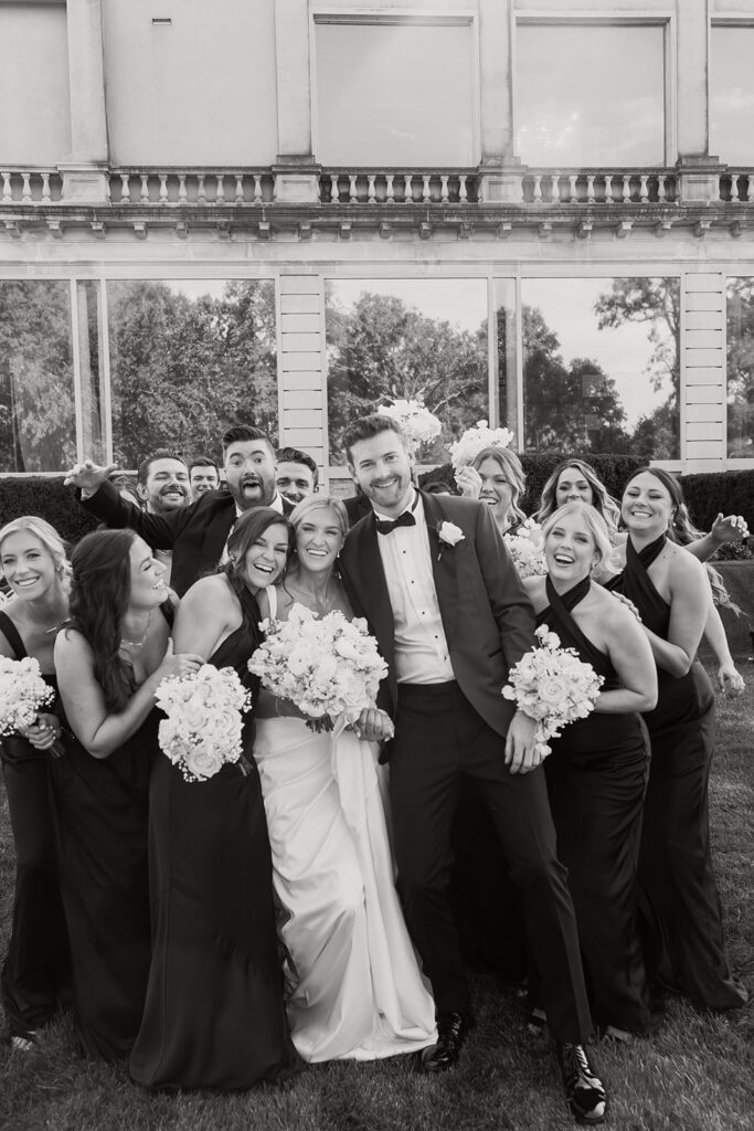 wedding couple with their wedding party