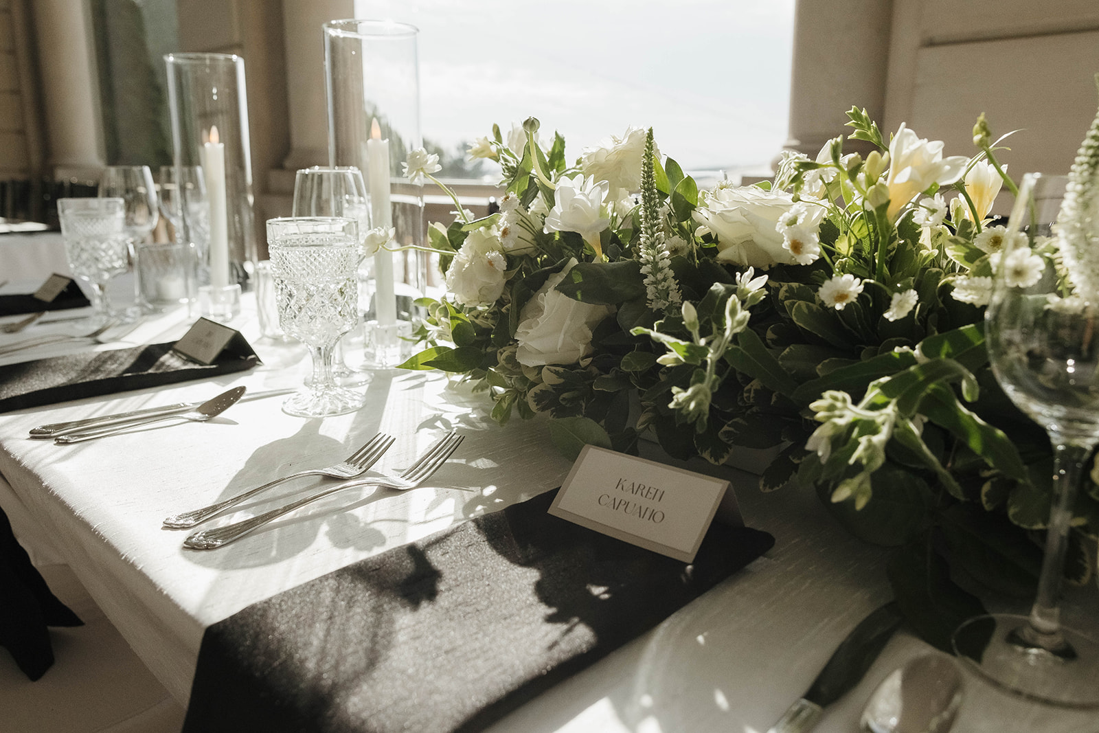 stone manor indoor wedding reception set up with elegant table designs