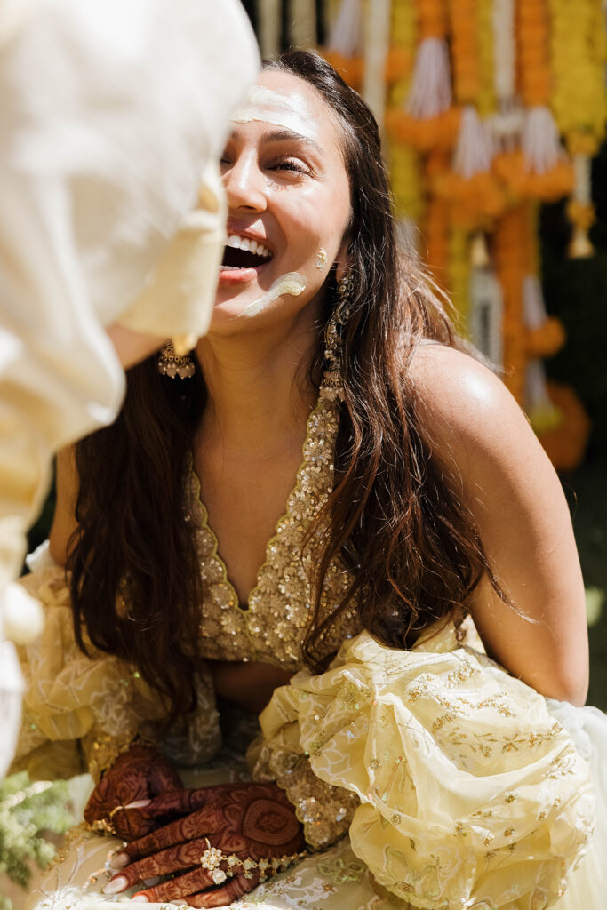 colorful haldi during a rancho bernardo inn wedding weekend