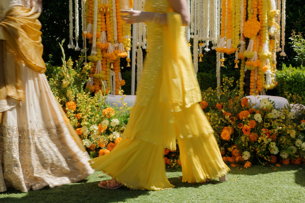 colorful haldi during a rancho bernardo inn wedding weekend