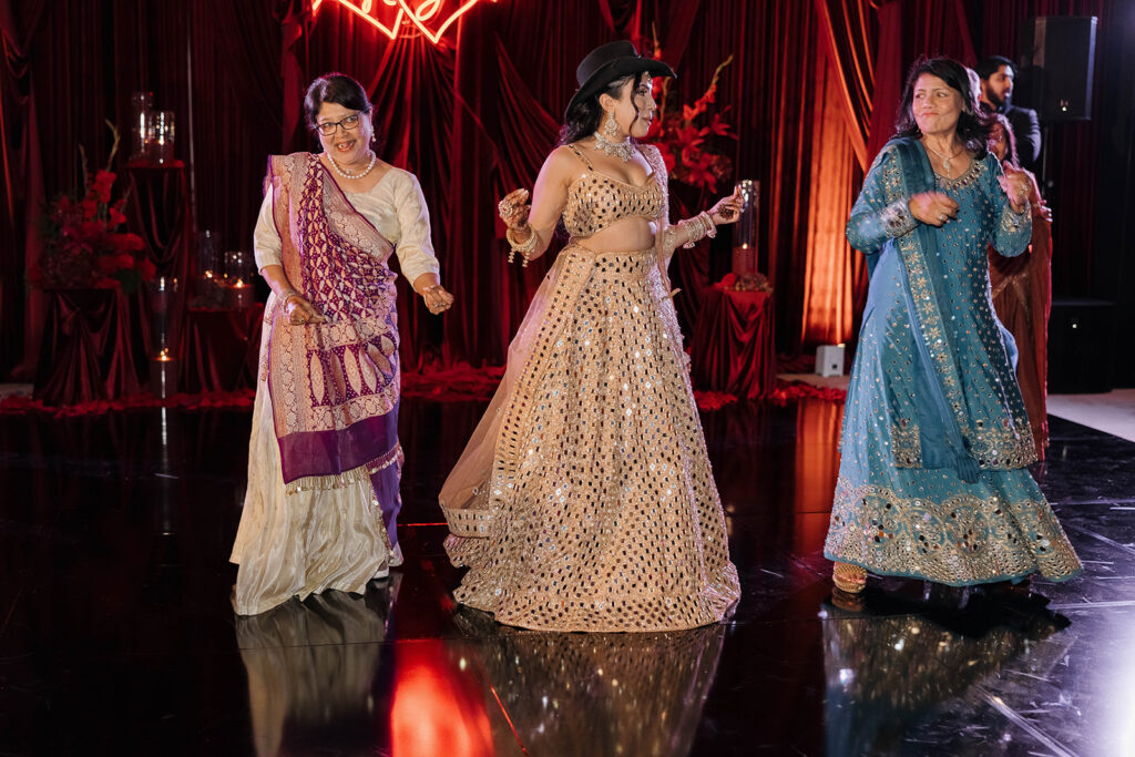 bridesmaids performing during sangeet