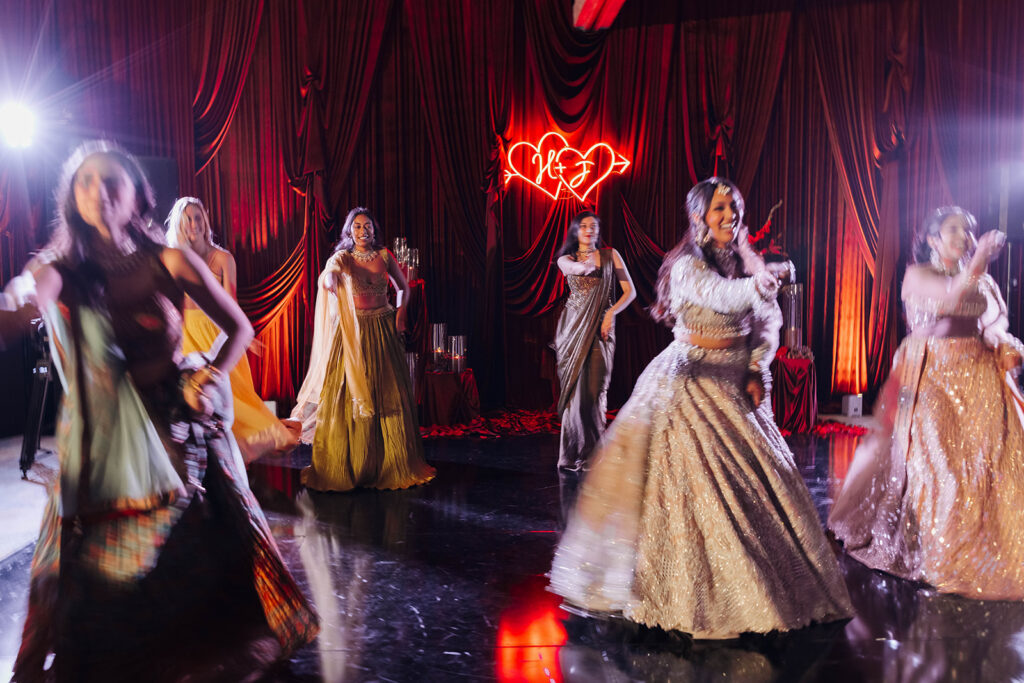 bridesmaids performing during sangeet