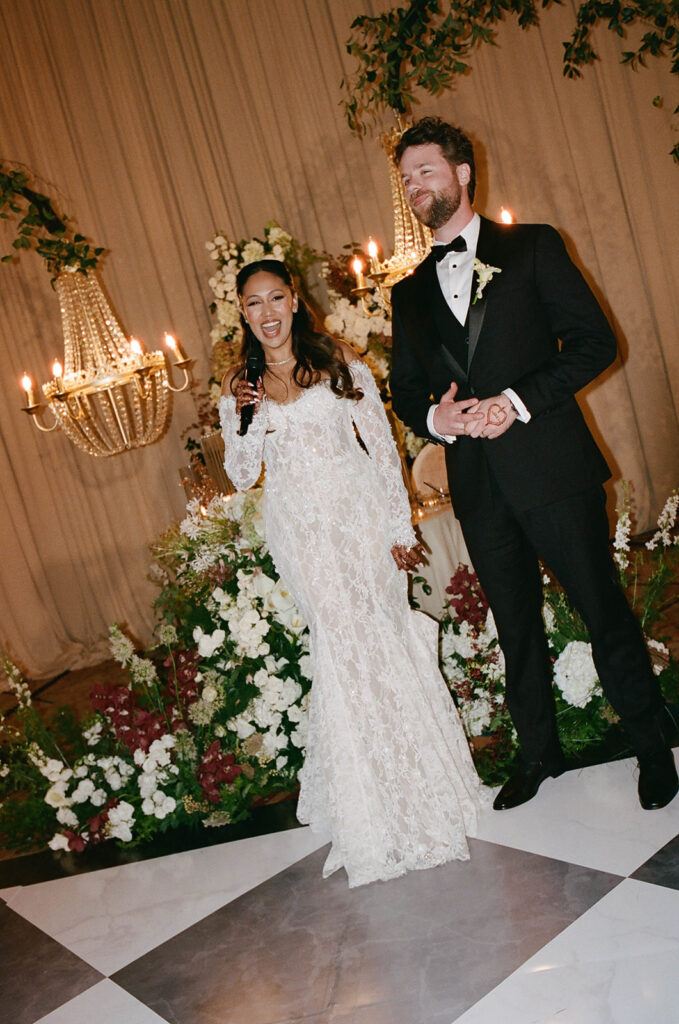 candid bride and groom moments during their rancho bernardo inn wedding reception