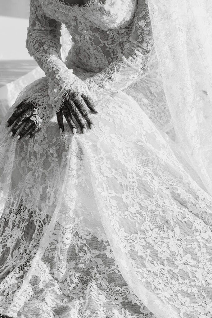 elegant bride in a stunning lace wedding dress