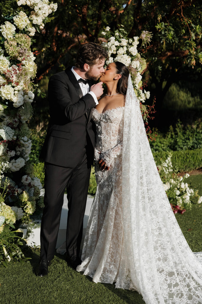 bride and groom kissing during their rancho bernardo inn wedding 