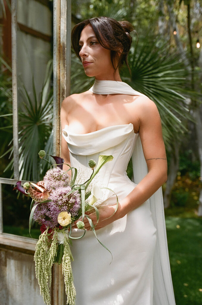 elegant bridal portrait at a garden wedding venue