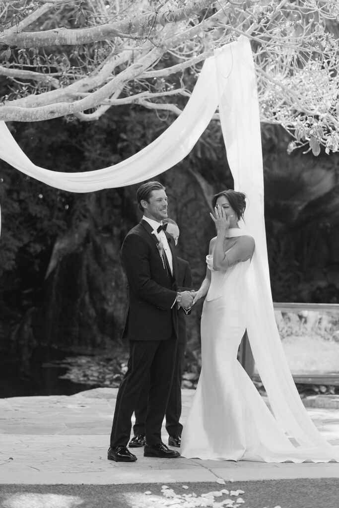 joyful bride and groom after the ceremony