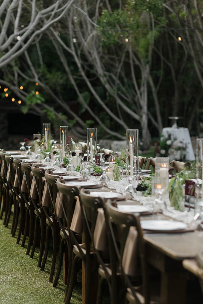 outdoor wedding reception set up at the botanica wedding venue