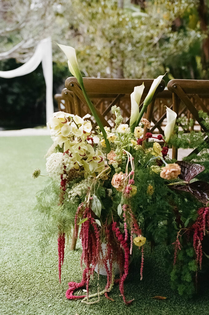 colorful wedding ceremony florals