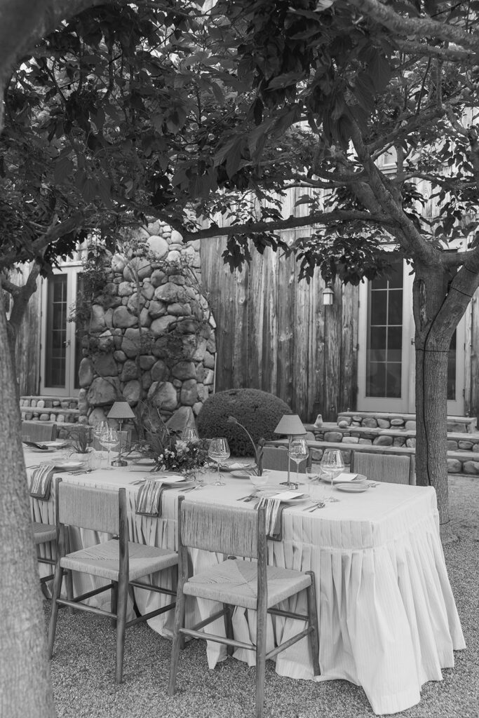 outdoor reception set up at olive branch ranch, an ojai wedding venue