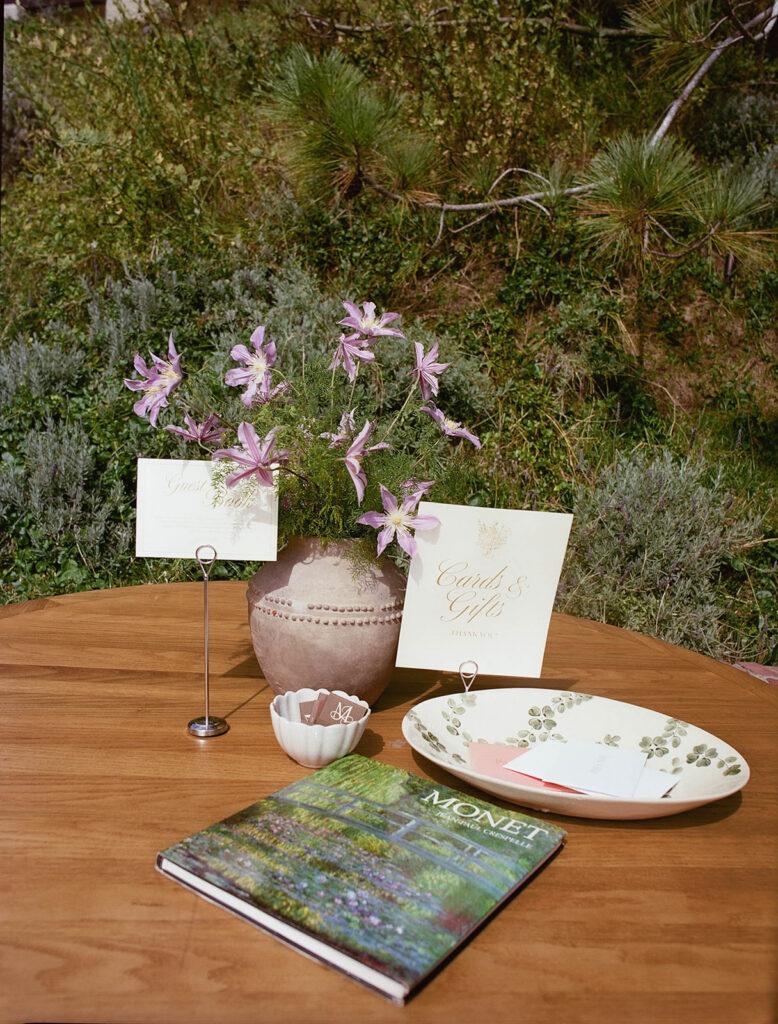 colorful and artsy wedding detail flatlay