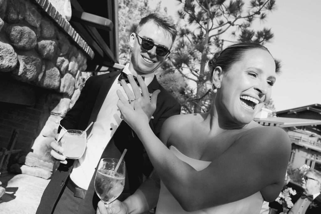 candid bride and groom black and white images from their wedding dat the the lodge at torrey pines